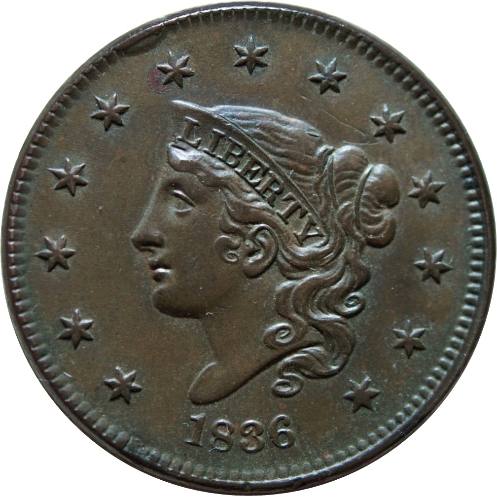 1836-Large-Cent-From-The-Collection-Of-Robert-S.-Carter-Jr.